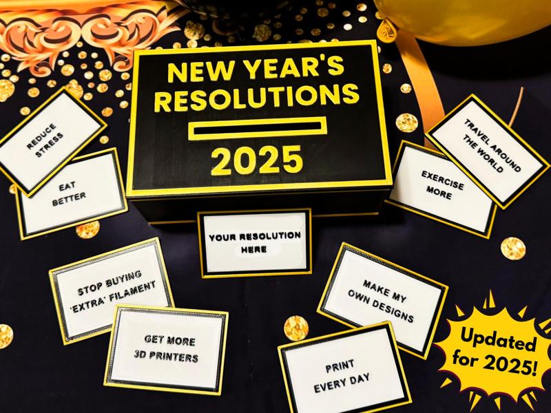 New Year's Resolutions Box with Editable Cards