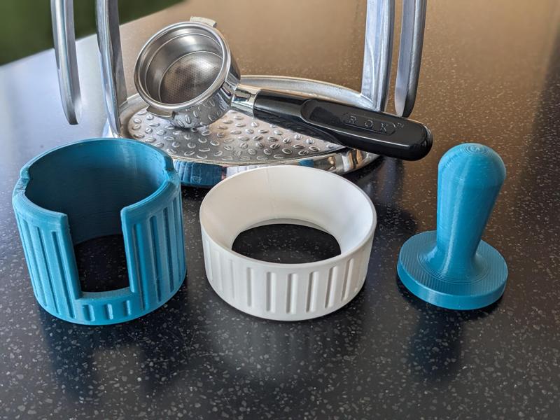 ROK espresso funnel and tamper station