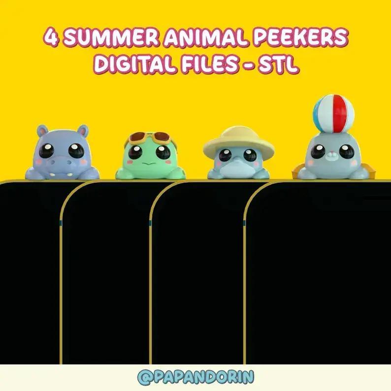 Peeker Charm cute summer Animals  (hippers) set for smartphone and kindle 4 pieces