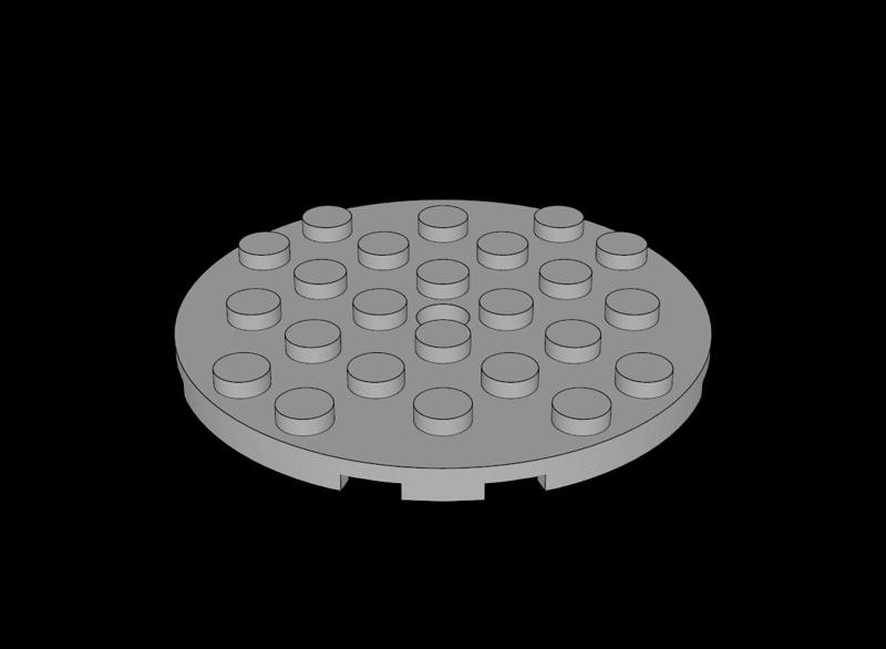 Lego Compatible (11213.dat) Plate  6 x  6 Round with Hole and Snapstud