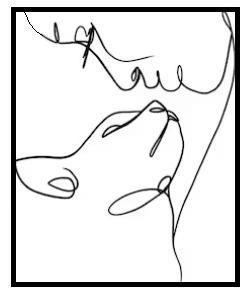 Woman and cat line art