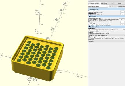 Gridfinity OpenSCAD hex storage