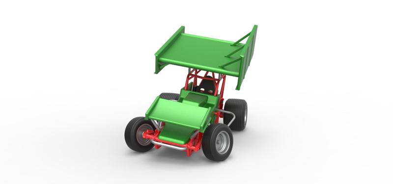 Diecast Vintage Winged Sprint car while turning Scale 1:25