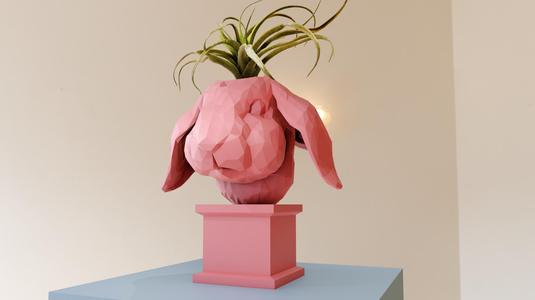 bunny rabbit bust planter pot flower vase low poly stl
