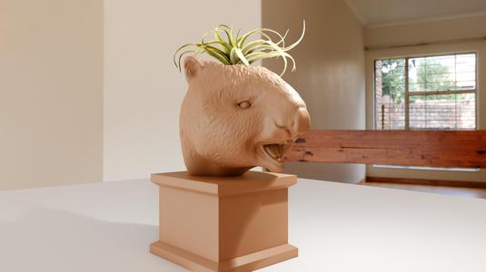 wombat bust smiling planter pot flower vase stl