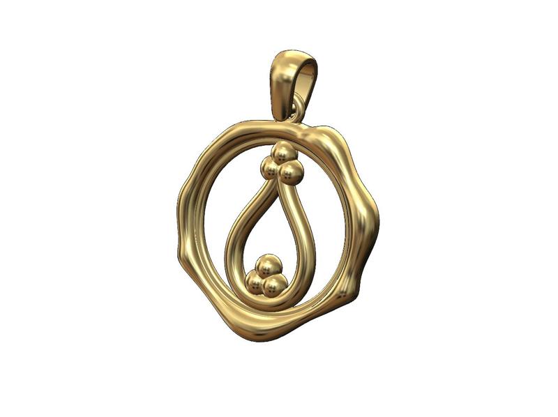 Bead crown wax seal pendant charm 3D print model