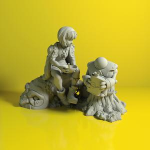 Lunchtime - Girl Adventurer and robot familiar-