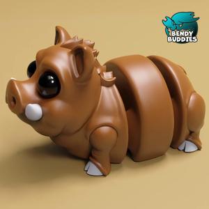Wilbur Boar / Pig Articulated / Print-in-Place Swine Animal Creature / Wild Beast / Cute Monster / Fantasy World Encounter