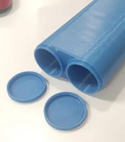 Double Tube Container threaded caps   