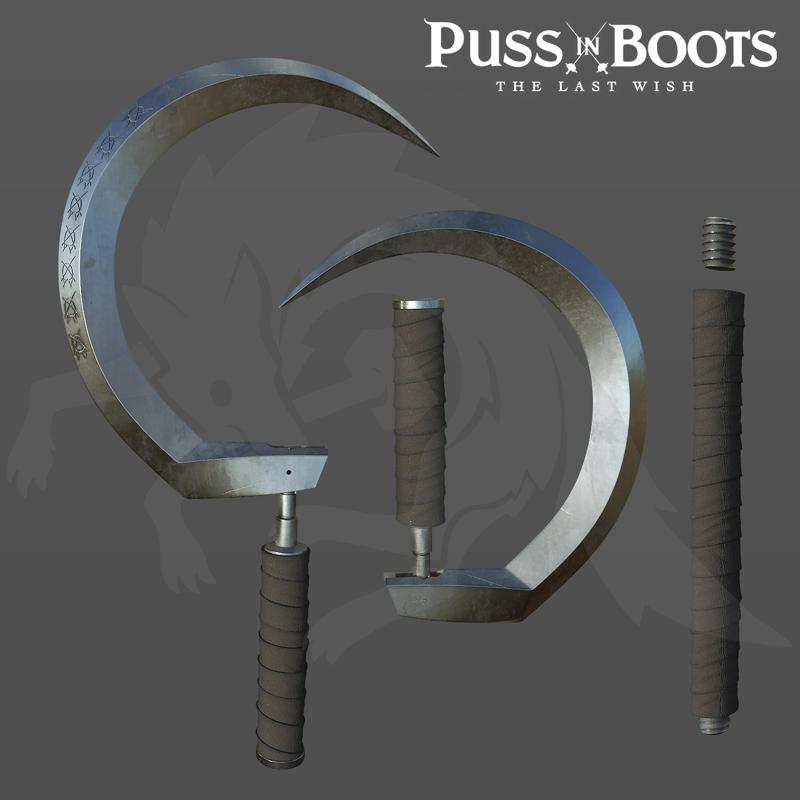 ARTICULATED DEATH WOLF SICKLE (scythe) PUSS IN BOOTS 2 the last wish for cosplay 3d model