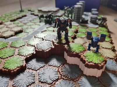 Heroscape double height Hex skeleton tile for Battletech