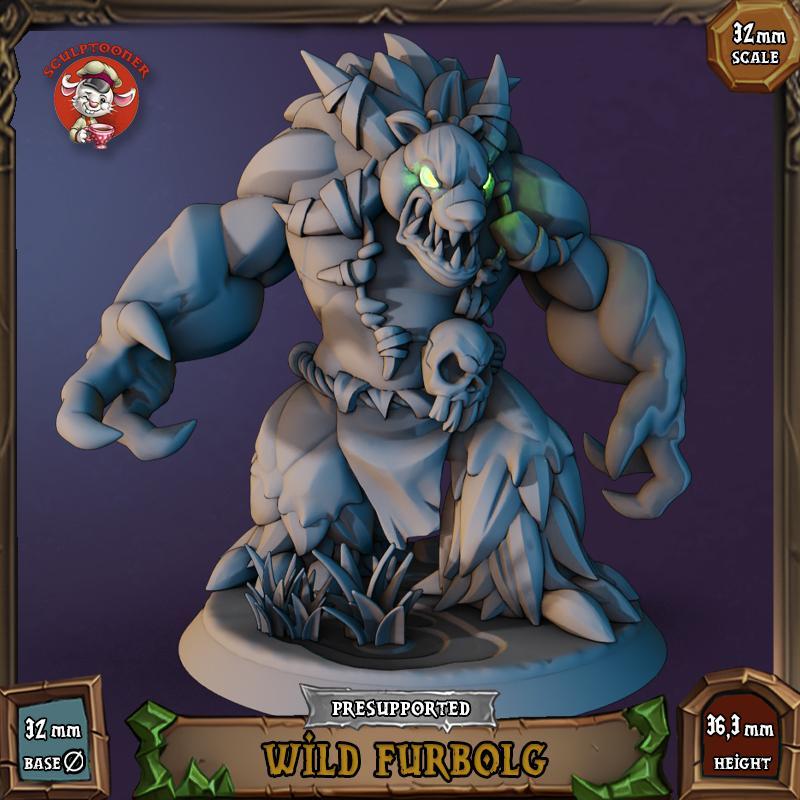 Wild Furbolg - 32mm scale pre-supported miniature