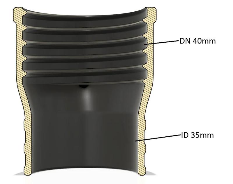 DN40mm to ID35mm TPU Vacuum Adapter   