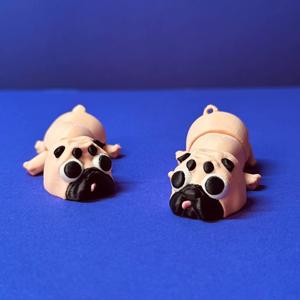 🐾 Articulated 3D Printed Toy & Keychain – Pug – Cute Flexi Dog Model