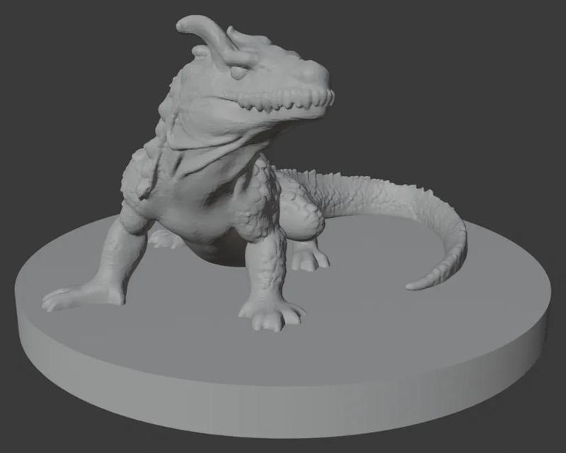 Komodo Dragon, Giant Lizard # 3 - 40mm Baseplate (DND / TTRPG)   