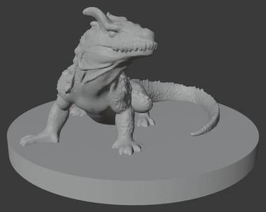 Komodo Dragon, Giant Lizard # 3 - 40mm Baseplate (DND / TTRPG)   
