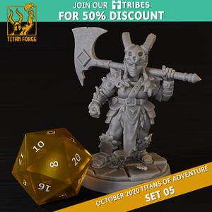 Dwarf Female Barbarian - RPG Hero Character D&D 5e - Titans of Adventure Set 05