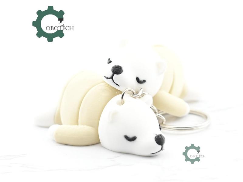 Cobotech Cute Sleeping Bear Articulated Keychain - Cute Backpack Keychain
