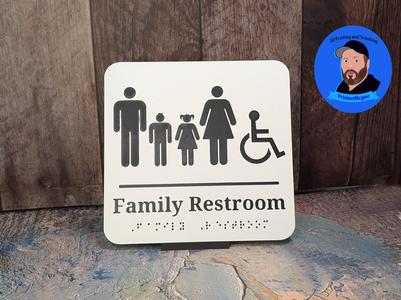 Family Restroom Bathroom Toilet Sign Braille V2