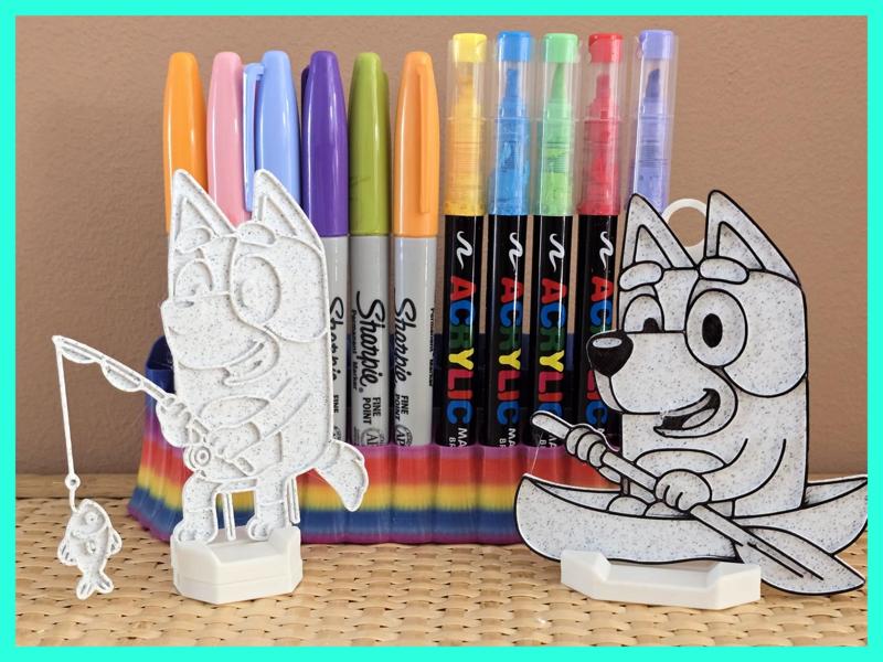 Bluey Fishing Kayak Canoe DIY Coloring NO AMS