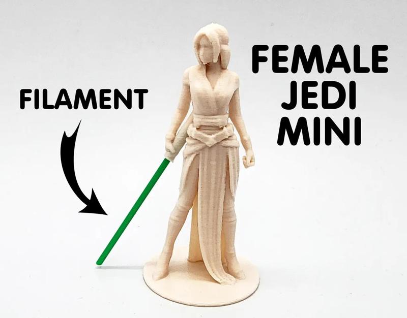 Female Jedi Miniature w/Filament Lightsaber   