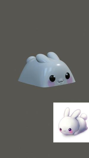 Chibi Cute Bunny Artisan Keycap Ready to be printed