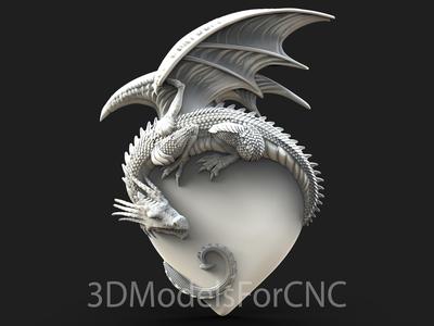 3D Model STL File for CNC Router Laser & 3D Printer Dragon and Heart