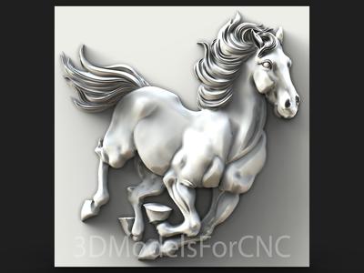 3D Model STL File for CNC Router Laser & 3D Printer Horse 12