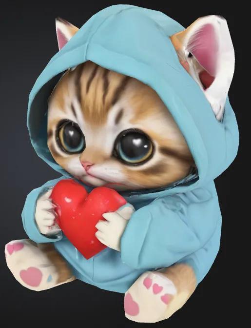 Adorable Kitten Holding a Heart   