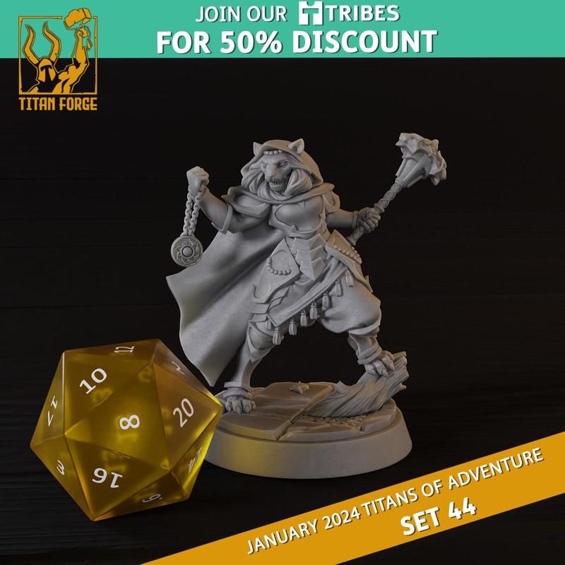 Lionfolk Female Cleric - RPG Hero Character D&D 5e - Titans of Adventure Set 44