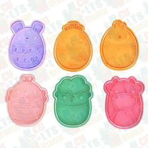 Easter animals in eggs cookie cutter set of 6