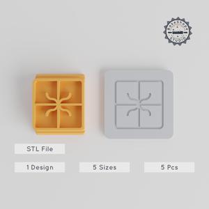 Gift Box Stamp Tile Set, 5 Motif Sizes, Perfect for Cookies, Clay & Fondant