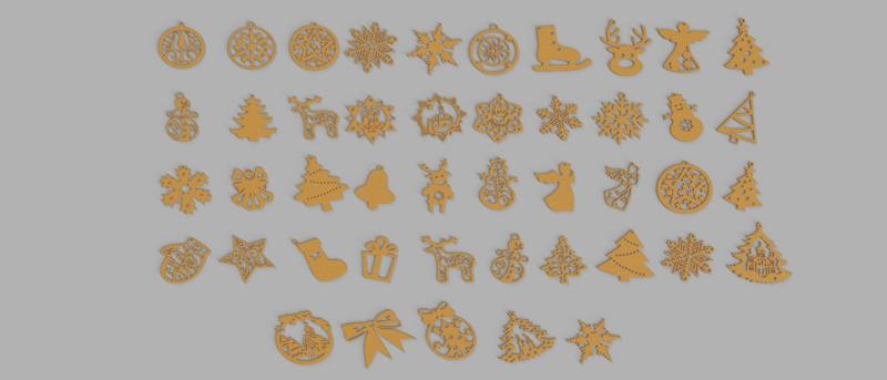 Mega Pack: 45 3D Models of Christmas Tree Ornaments for Easy 3D Printing