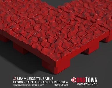 Floor - Earth - Cracked Mud 20.4 (ROUGH/DEEP) - 3D Modular Dungeon Tile - DnD Town Minis (www.dnd.town)