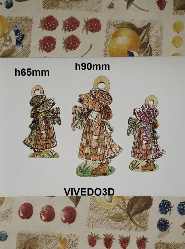 HOLLY HOBBIE file dxf cutting laser wooden keychains, the character I loved very much in my youth. h90mm,h80mm end h65mm, vivedo3D