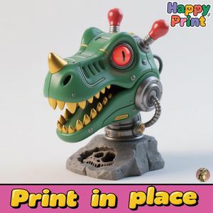 Dinosaur head sculpture