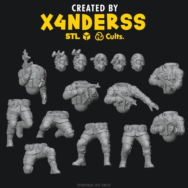 [X4NDERSS 1⁄48] MILITARY SET 16 (SAS) • MODERN WARFARE • ARMY • MODULAR • LEGION SCALE • SOLDIER • SOLDIERS • MARINE • EASTERN • BATTLEFIELD 2042 • COD • TOM • GHOST • RECON BREAKPOINT • MIDDLE EAST • BLACK OPS • ISRAEL • MINIATURE • 3D PRINT • PRINTING •