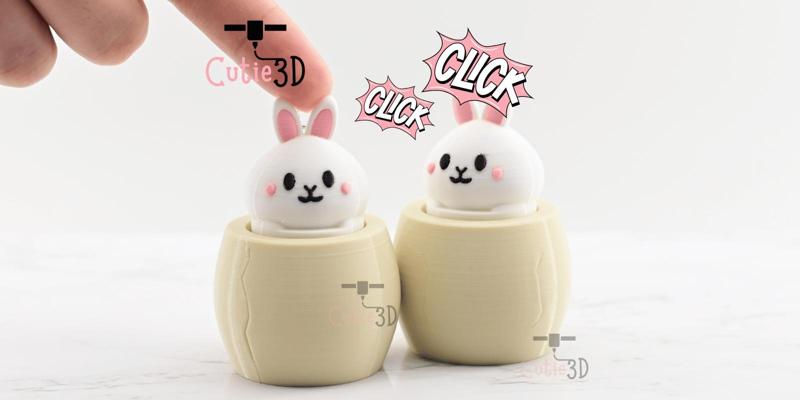 Cutie3D Twisty Clicker Easter Bunny In An Egg - Cute Bunny Easter Gifts - Cute Fidget Clicker