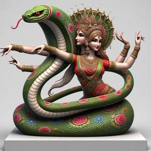 1847 Indian Serpent Woman Dancer on Pedestal, magic, dragon, serpent, mask, gnome, gorgon, venetian carnival, wild, fox, monster, cat, fair, witch, werewolf, horror, beast, snake, troll, skeleton dance