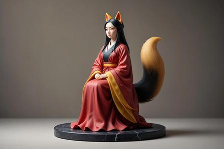 1781 COLORFUL Fox Spirit Woman in Pu Song Ling Style, magic, dragon, fantasy, wood, gnome, gorgon, warrior, wild, fox, monster, cat, dog, fair, witch, werewolf, horror, beast, gothic, troll