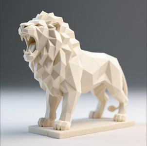 641 Low Poly Roaring Lion, character, monster, fantasy, art, sculpture, model, animal, 3d model, statue, creature, magic, 3d print, collectible, wood, sword, base, warrior, wild, low poly, lion, monkey