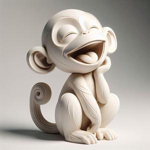 490 Laughing Monkey - 3D Printed Full-Figure Statue, low poly, creature, fantasy, art, wood, base, sword, warrior, wild, dog, dragon, dnd, cat, monster hunter, monster, totem, totemic