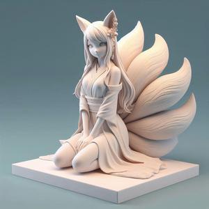 319 Fox Spirit Woman in Pu Song Ling Style, magic, creature, fantasy, wood, base, sword, sword, warrior, wild, fox, monster, cat, dog, fair, witch, werewolf, horror, beast, gothic, troll