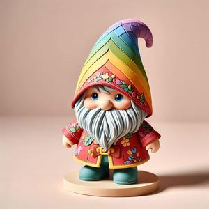 1049 Fairy Tale Gnome - Color Full-Body Figurine on Base, magic, creature, fantasy, wood, faun, gorgon, warrior, wild, fox, monster, cat, dog, fair, witch, werewolf, horror, beast, gothic, troll
