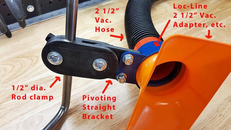 Clamping Straight Bracket, 1/2" Dia. Rod/Shaft, for Loc-Line Vac.Adapt.