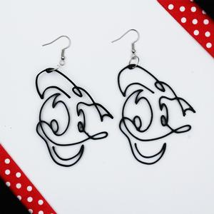 Mickey Mouse Donald Line Art, Earring Disney Jewelry Medal Ring Cartoon