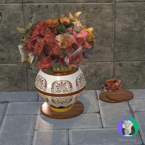 Vintage Kalash Caldron Flower Vase | Rustic Marble Look | Tribal Floral Decor | Royal Boho Style | 7 Inch | Cultural Planter Pot