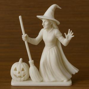 Halloween Witch with Pumpkin Statue