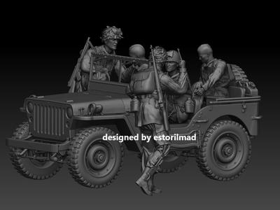 WW2 PACK 5 AMERICAN PARATROOPER 101 + JEEP WILLY