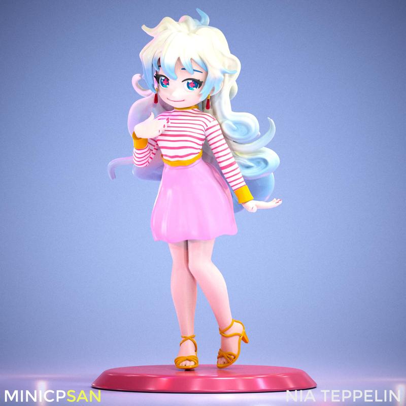 Nia Teppelin - Cute Stripes Summer Outfit - Gurren Lagann Anime Figure - 3D Printing